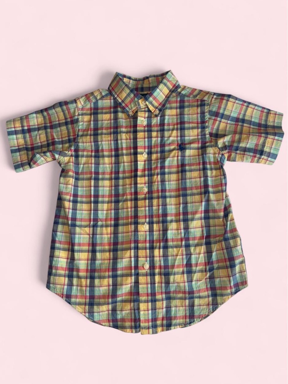 Boys Ralph Lauren Short-Sleeve Yellow Plaid Button-Down Shirt Size 4T